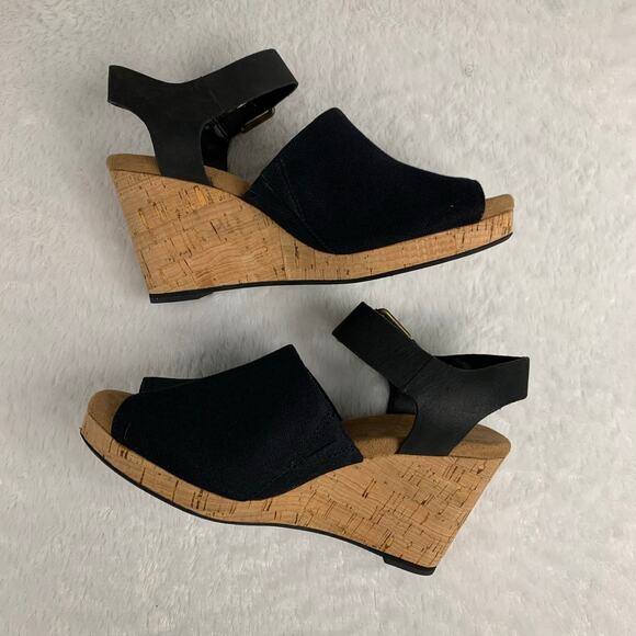 TOMS Women's Strappy Cork Platform Sandals Size 6.5 - Picture 5 of 9